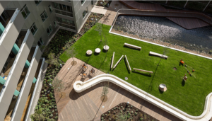 Green roofs with drainage incorporated into the system are known as blue roofs